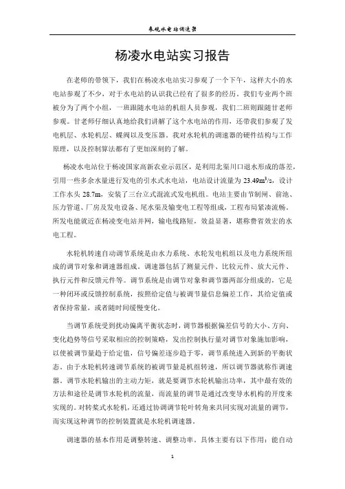 杨凌水电站实习报告