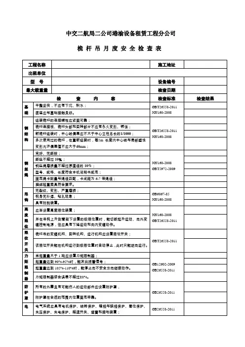 桅杆吊检查记录表