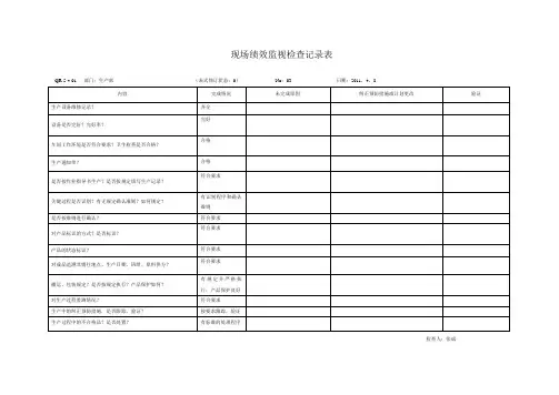 现场绩效监视检查记录表表