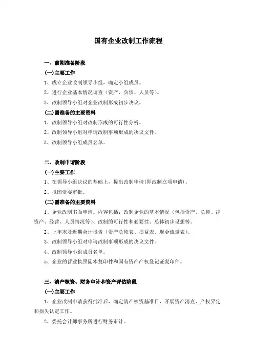 国有企业改制流程