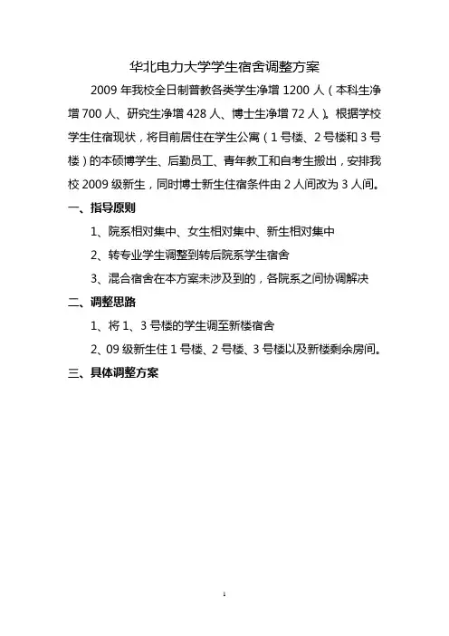 华北电力大学学生宿舍调整方案
