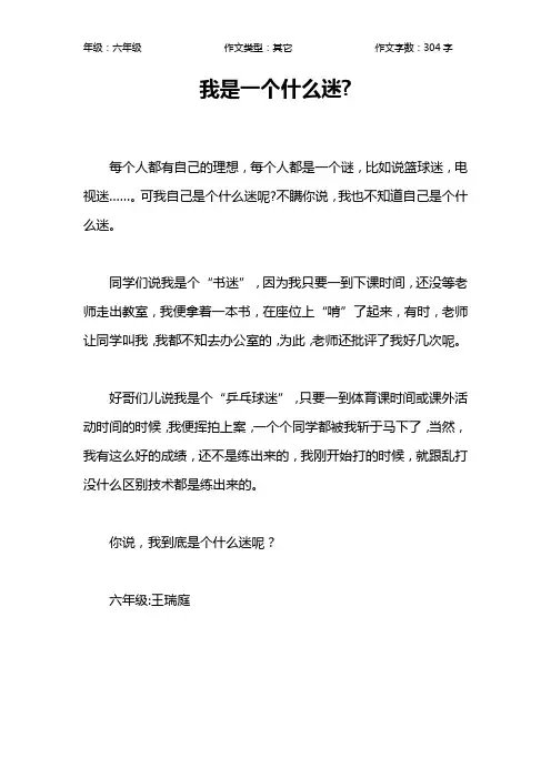 我是一个什么迷-作文【小学六年级300字】