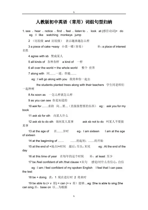 人教版初中英语词组总结(全))