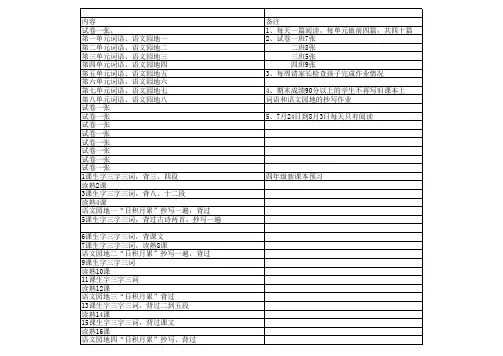 三年级暑假作业安排