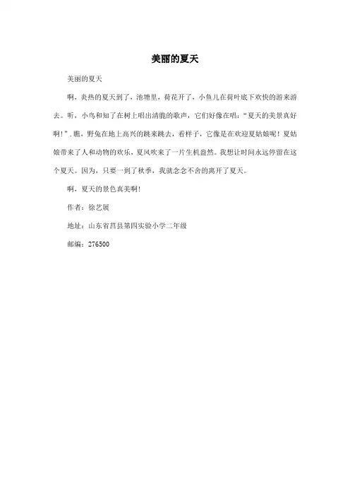 美丽的夏天_小学二年级作文300字