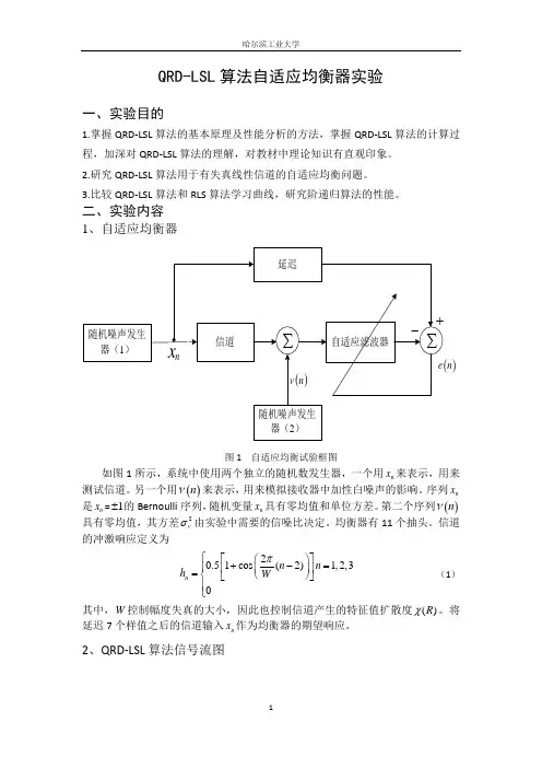 QRD-LSL算法自适应均衡器实验