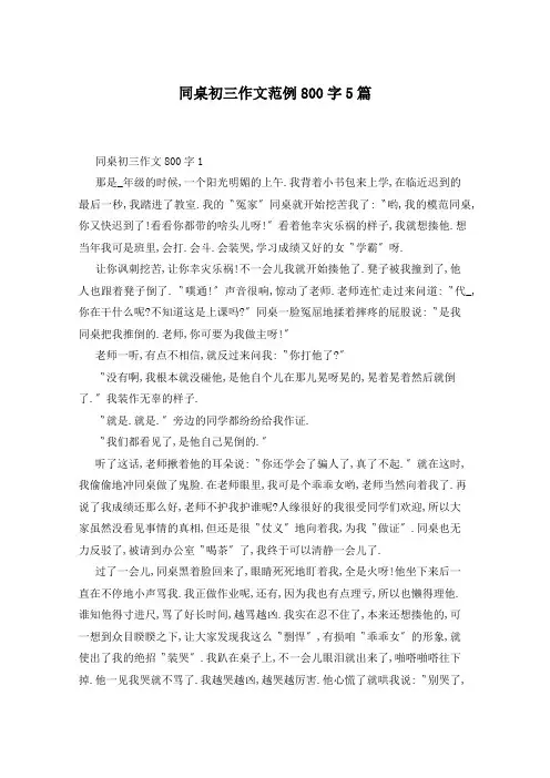 同桌初三作文范例800字5篇