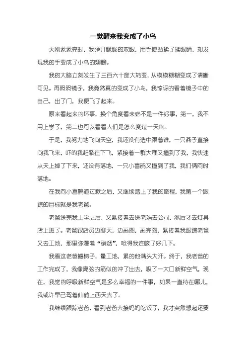 六年级作文：我变成了小鸟作文600字