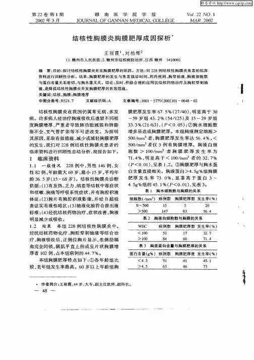 结核性胸膜炎胸膜肥厚成因探析