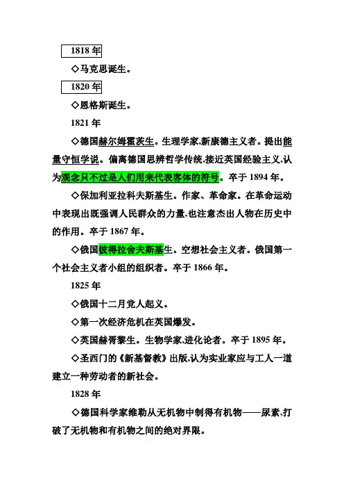 马哲大事年表