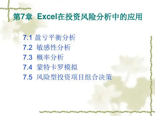 Excel在投资风险分析中的应用