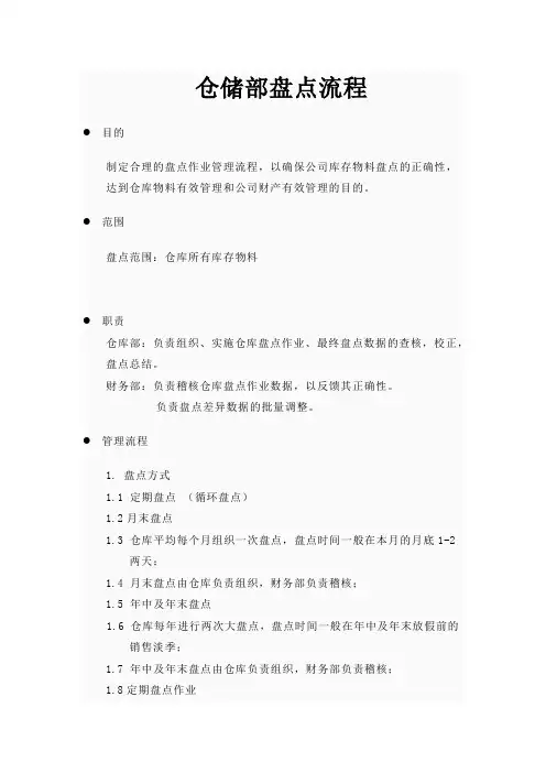 仓库盘点流程