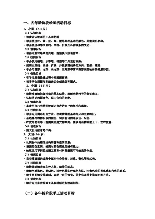 幼儿园美术教学目标 2