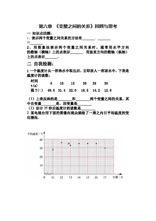 第六章 《变量之间的关系》回顾与思考