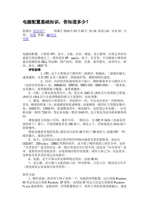电脑配置基础知识