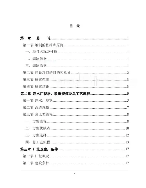 某大学净水厂技术改造可行性研究报告