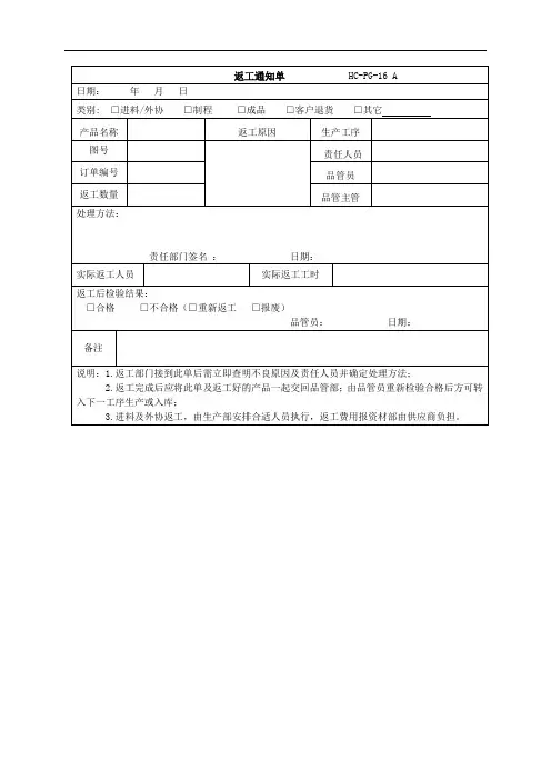 返工通知单