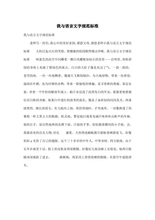 我与语言文字规范标准_初中初二作文500字