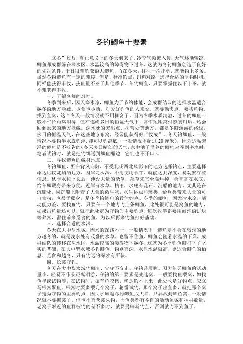 冬钓鲫鱼十要素