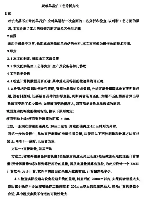 80炉疑难单晶炉工艺分析方法