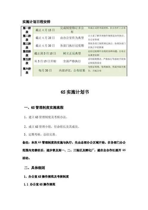 6S实施计划书