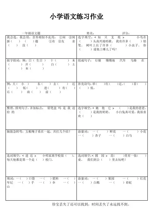 小学一年级语文快乐随堂练 (40)