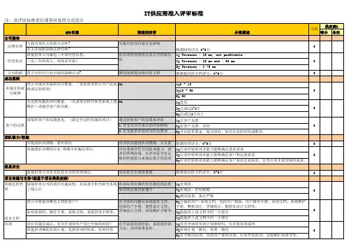 IT供应商准入评审标准