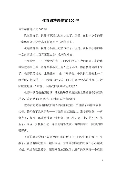 体育课精选作文300字