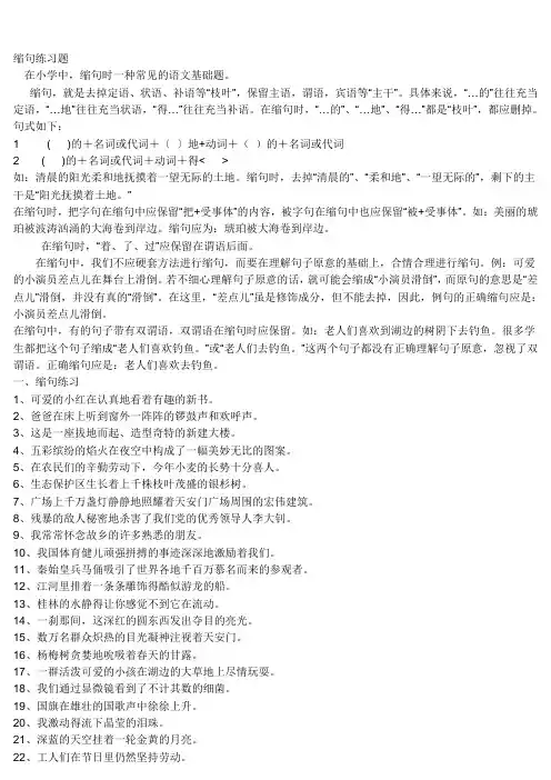 扩句缩句练习