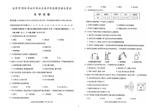 2018年金昌市中考化学试题