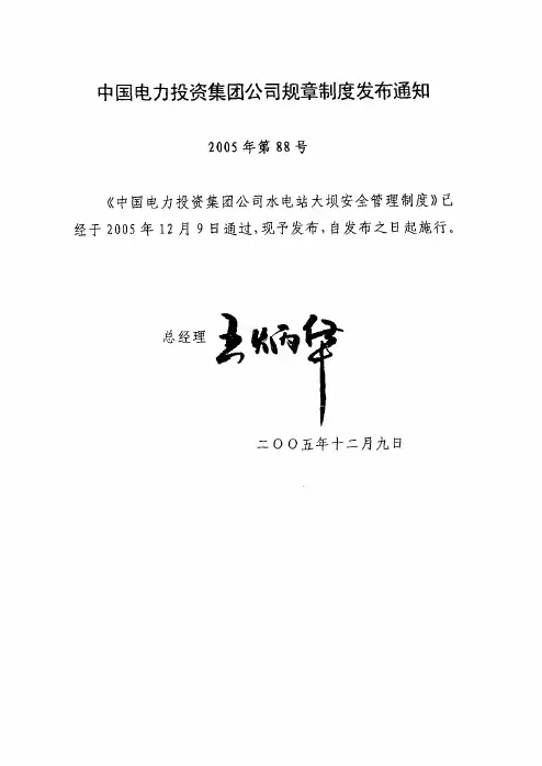 集团公司水电站大坝安全管理制度