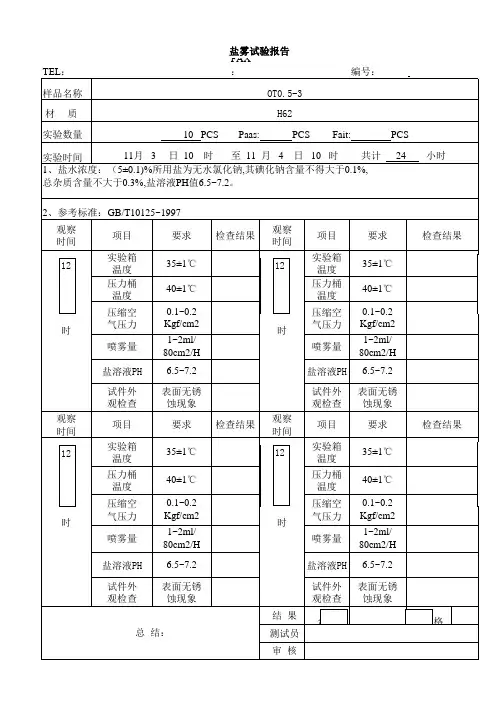 盐雾测试报告 3