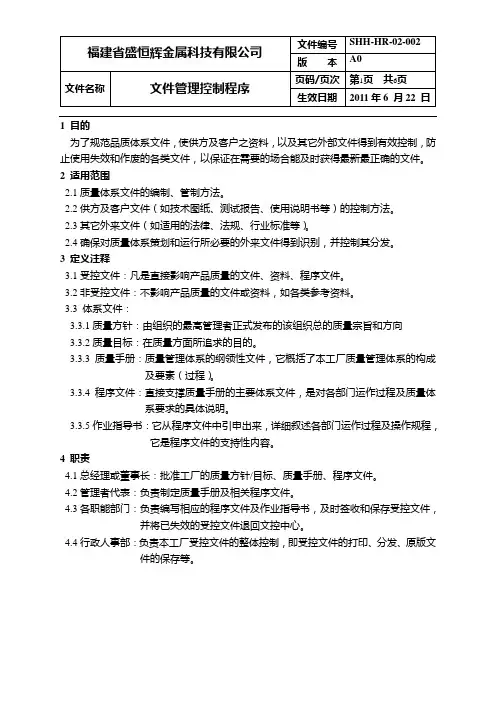 文件管理控制程序