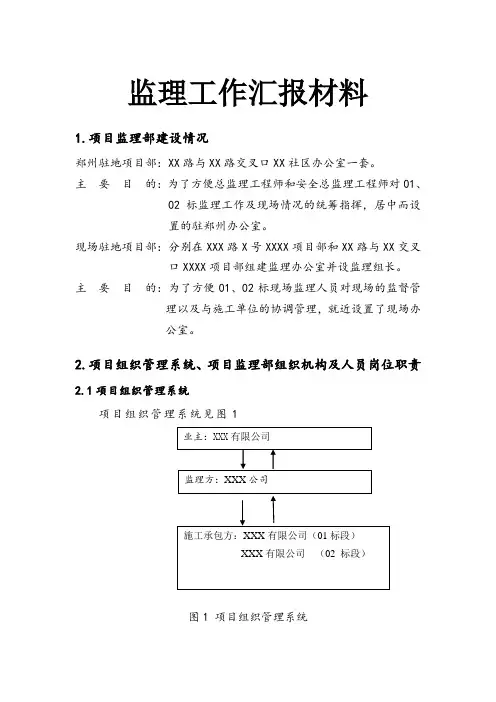 项目监理部进场情况汇报文件