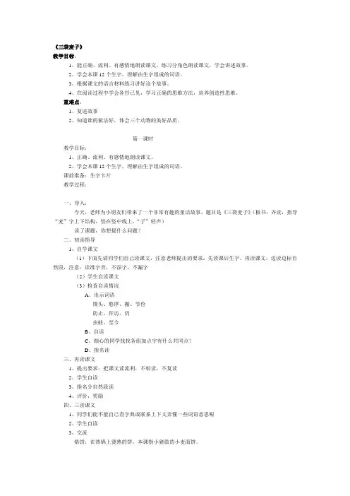 《三袋麦子》教案