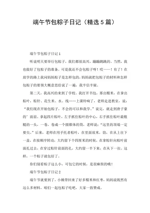 端午节包粽子日记(精选5篇)