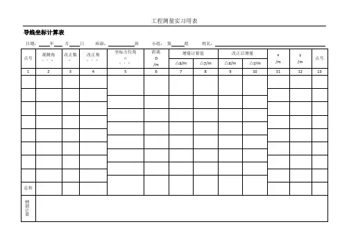 闭合导线坐标计算表