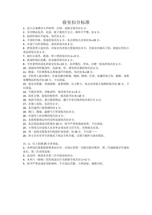 寝室扣分标准