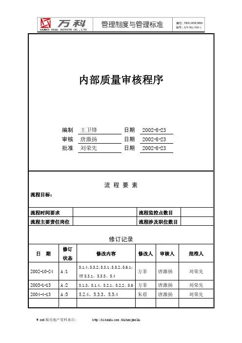万科集团-内审程序--管理流程