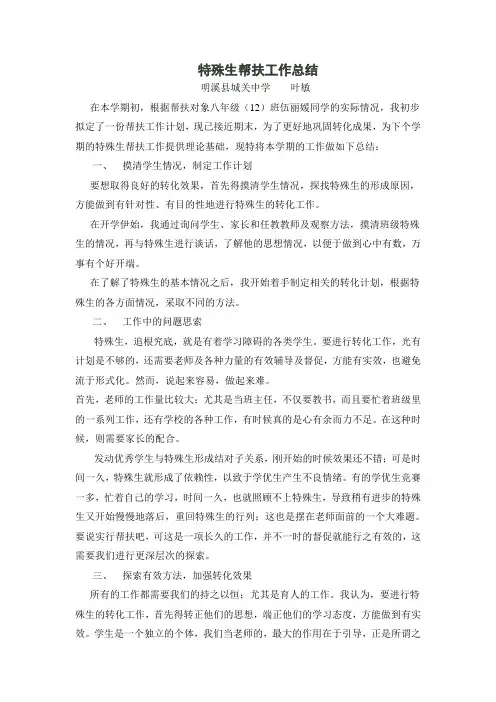 特殊生工作总结