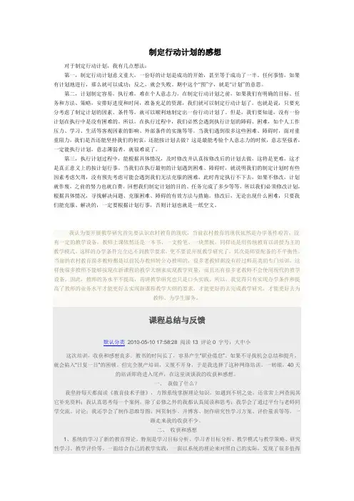 制定行动计划的感想