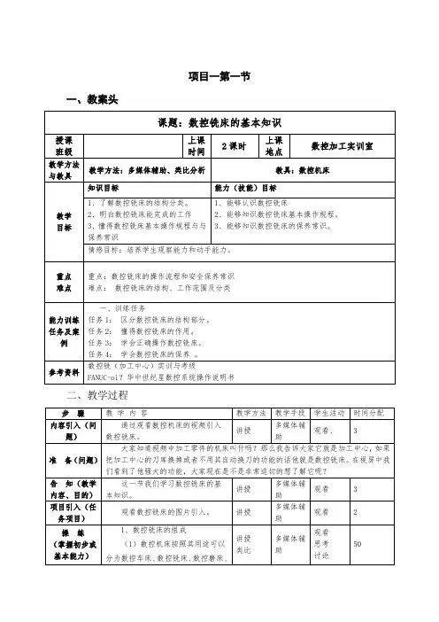 数控铣床教案