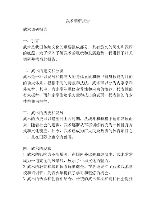 武术调研报告