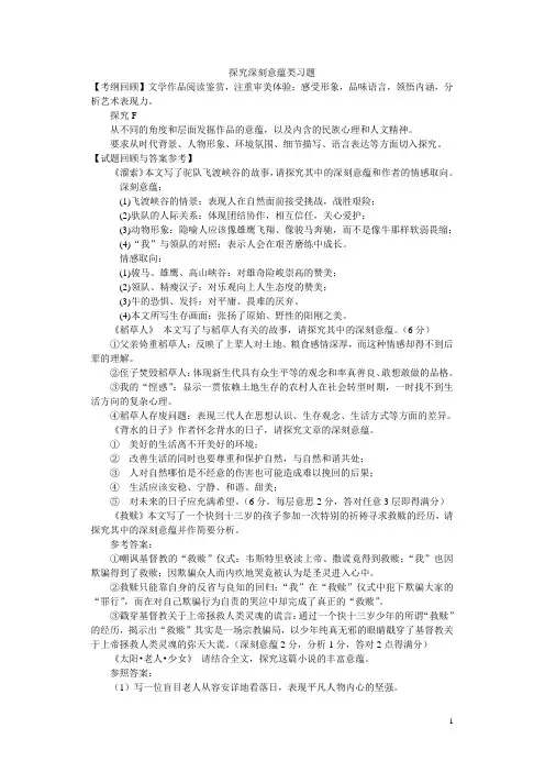 探究深刻意蕴类习题