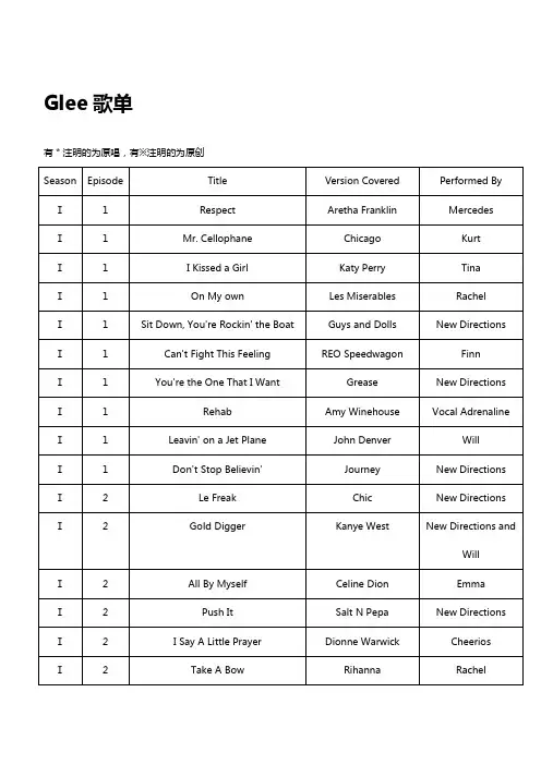 Glee歌单(四季全)