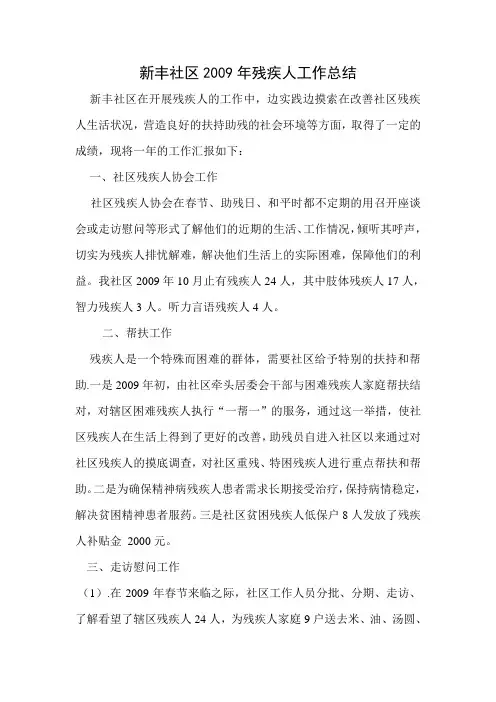 2009年残疾人工作总结