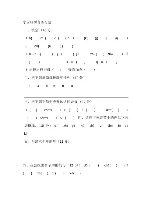 学前班拼音练习题