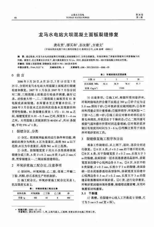 龙马水电站大坝混凝土面板裂缝修复