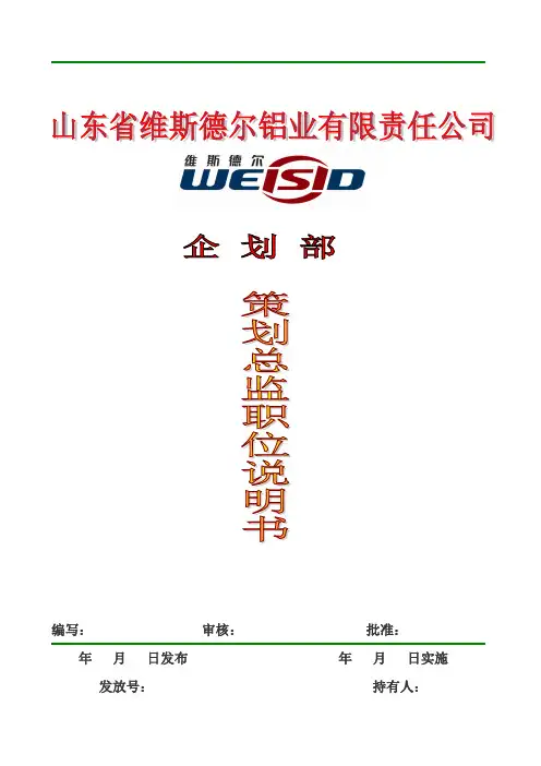 策划总监职位说明书
