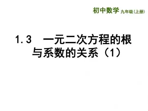 一元二次方程根与系数的关系(1)